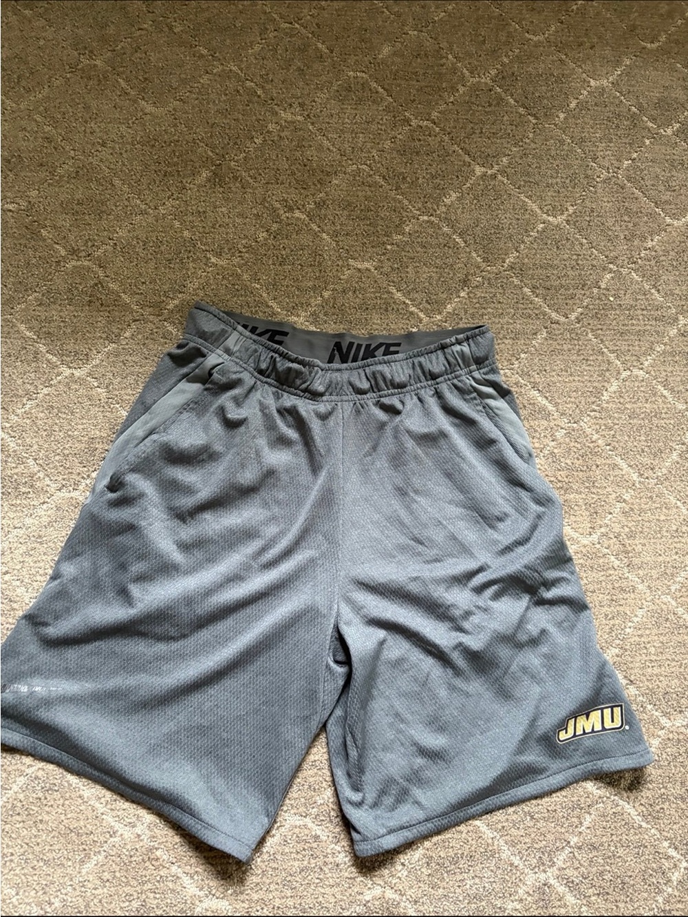 Nike Men’s Gray Athletic Shorts with JMU Logo